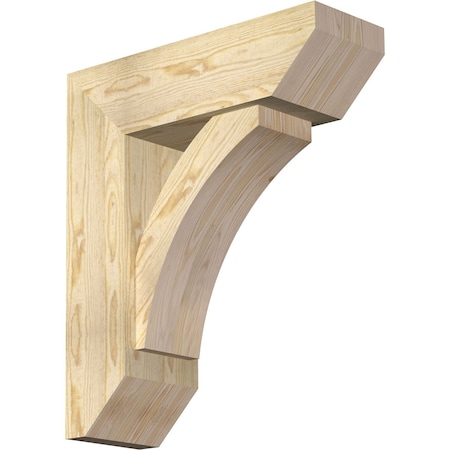 Ekena Millwork Thorton Slat Rough Sawn Bracket w/ Offset Brace, Douglas Fir, 8"W x 24"D x 28"H BKT0806X24X28THR06RDF